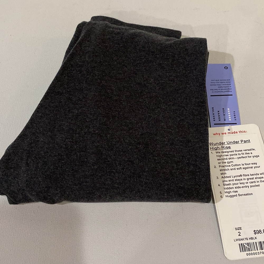 lululemon athletica Gray Wunder Under Cotton PANT High-Rise Hug Leggings NWT 2 - Picture 9 of 9